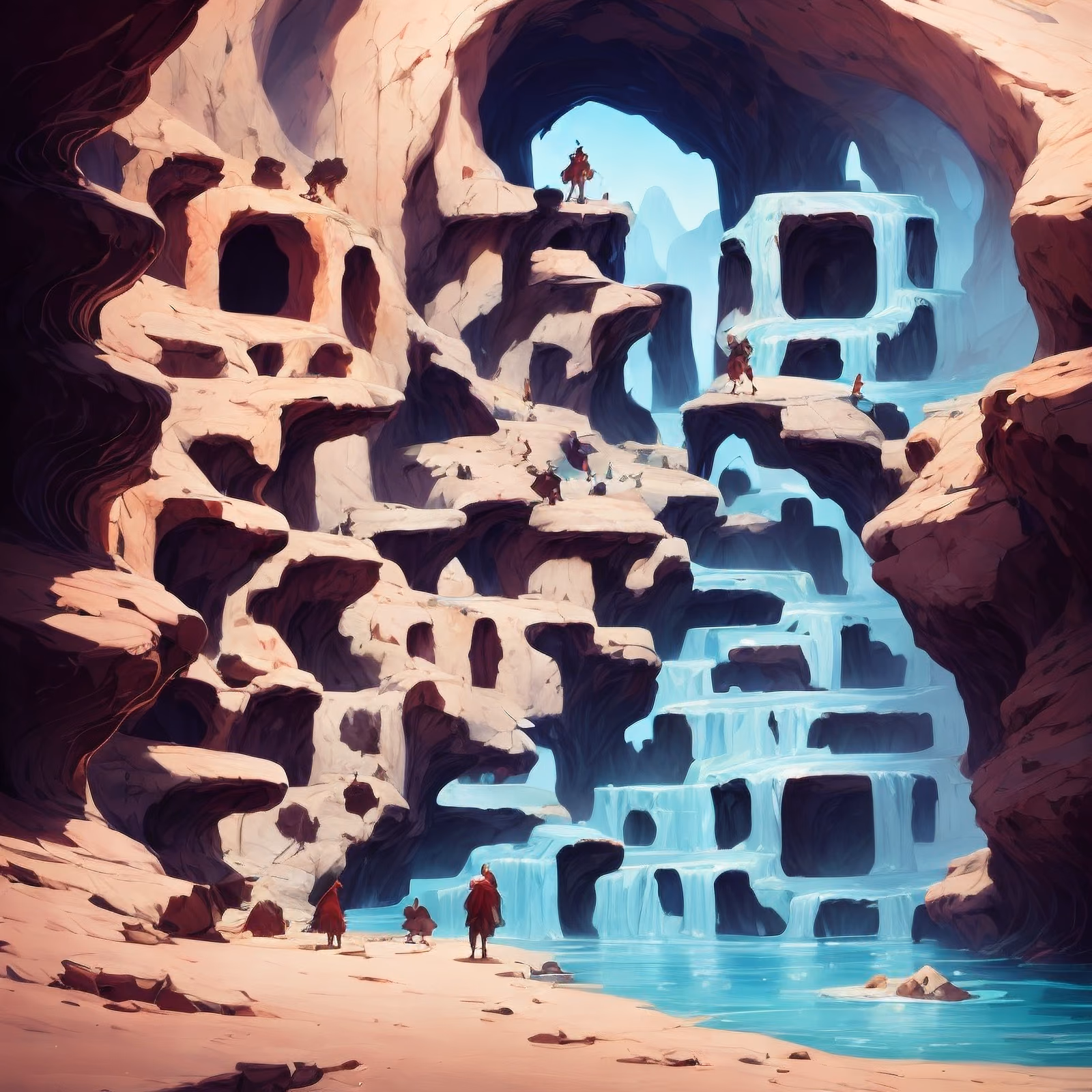 Cave Waterfall Concept Art QR Code Art — image 1