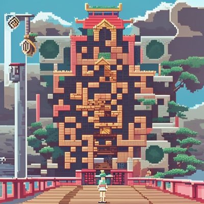 Pixel Art Pagoda Tower QR Code Art