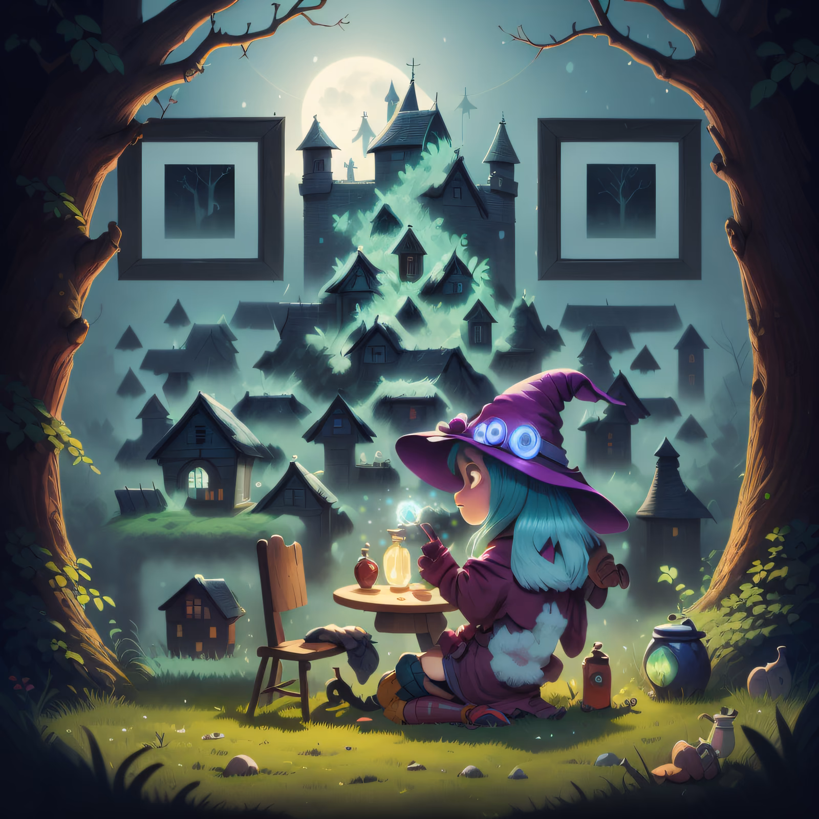 Little Witch Potion Cartoon QR Code for Posters — image 1