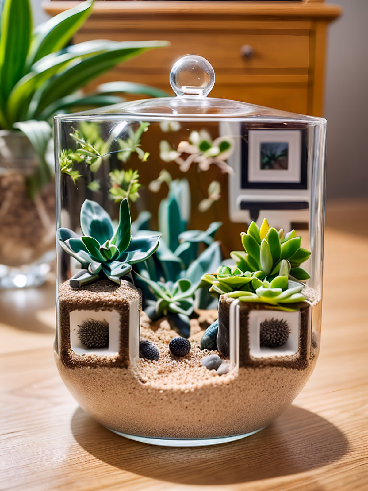 Glass Terrarium Succulents Photo QR Code Art — image 1