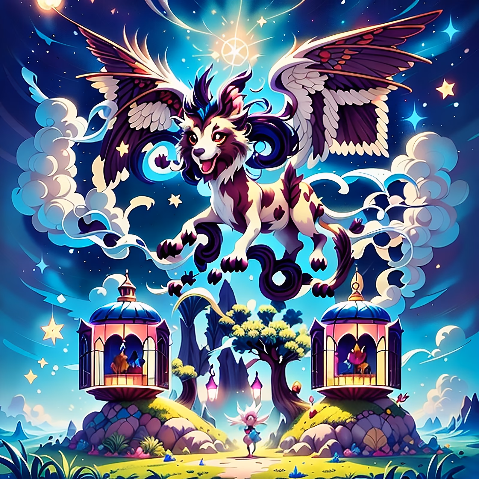 Winged Griffon Fantasy Cartoon QR Code for Book Covers — image 1