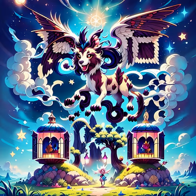 Winged Griffon Fantasy Cartoon QR Code for Book Covers — image 1