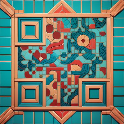 Turquoise Zellige Tile Mosaic QR Code Art