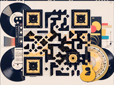 Vinyl Speaker Guitar Collage QR Code for Posters — image 1