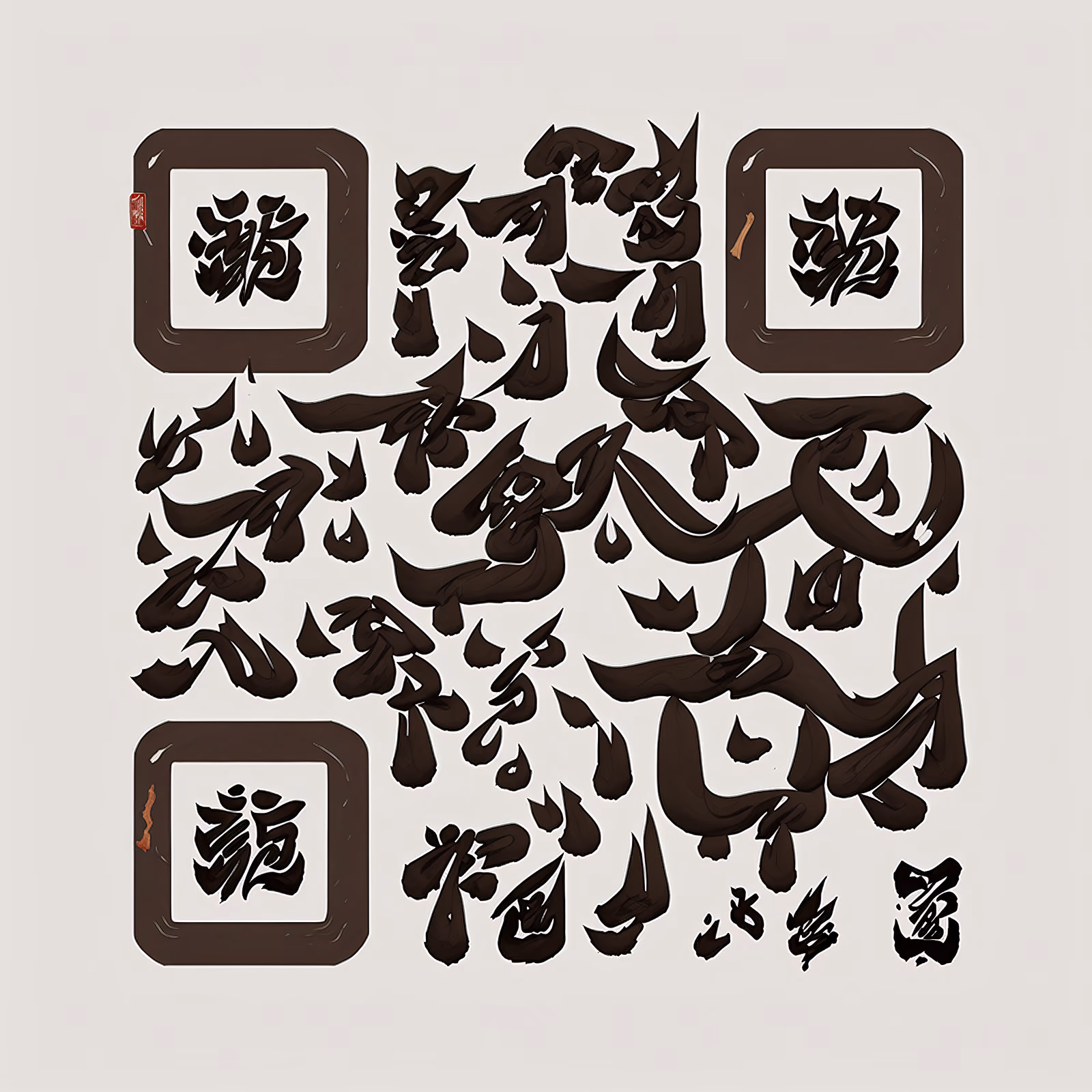 Kanji Ink Calligraphy QR Code Art — image 1