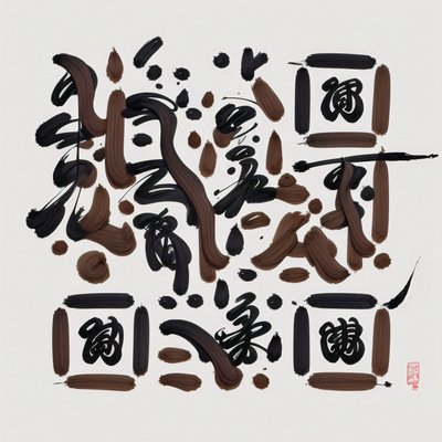 Ink Brush Calligraphy Strokes QR Code Art