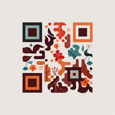 Autumn Leaves Flat Vector Flowers QR Code for Packaging