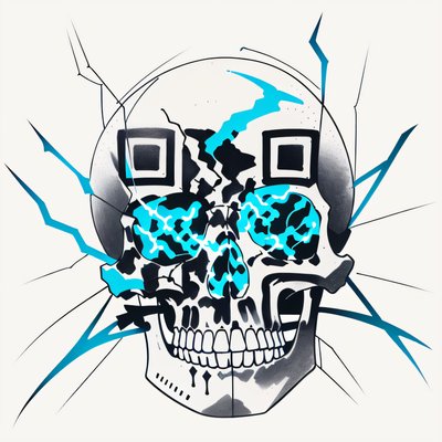 Electric Skull Tattoo Ink QR Code for Temporary Tattoos