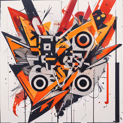 Orange Red Graffiti Shards QR Code for Posters — image 1