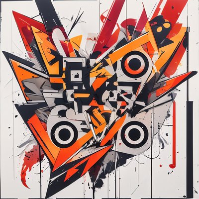 Orange Red Graffiti Shards QR Code for Posters