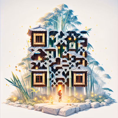 Bamboo Treehouse Forest Game Art QR Code for Posters — image 1