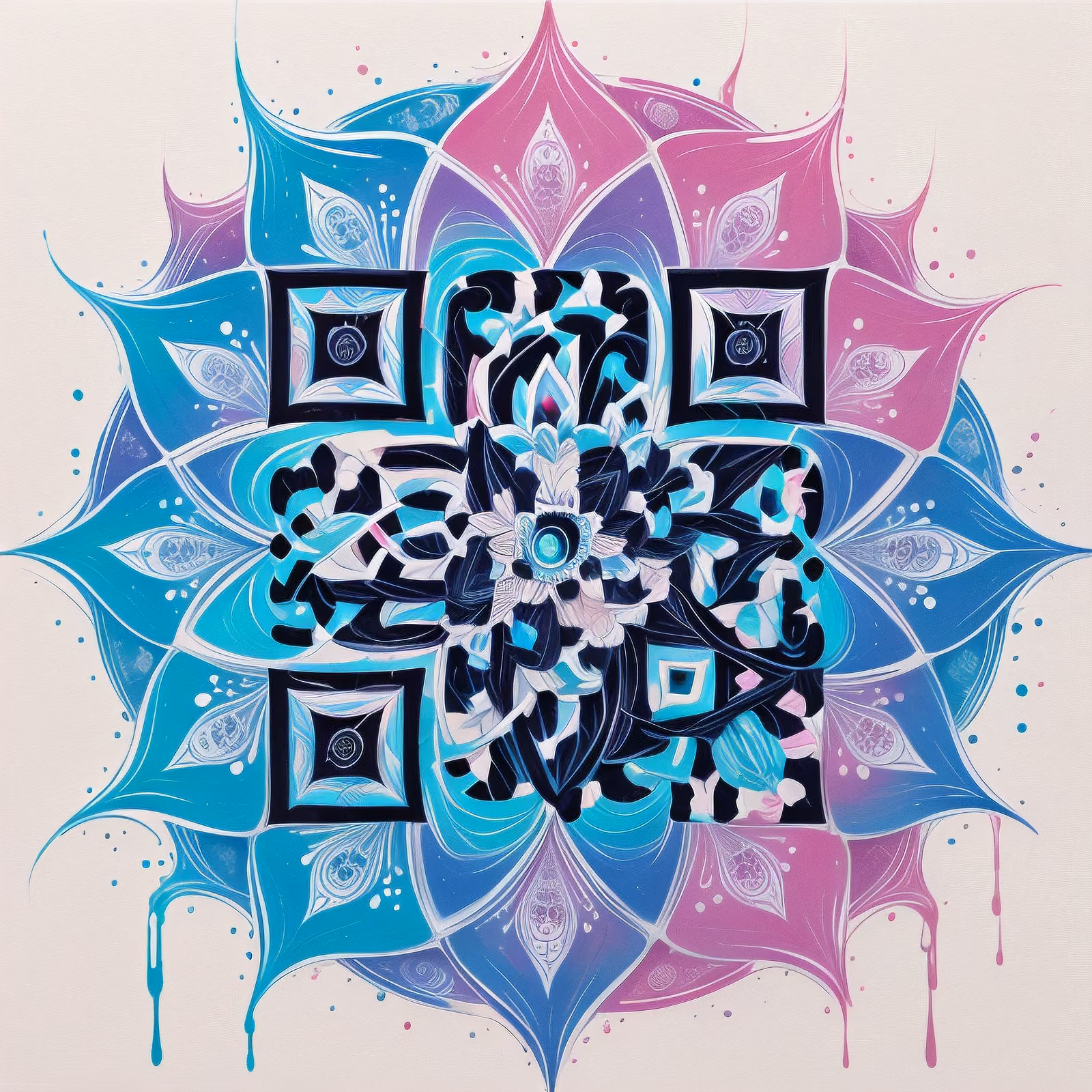 Teal and Pink Petal Mandala QR Code Art — image 1