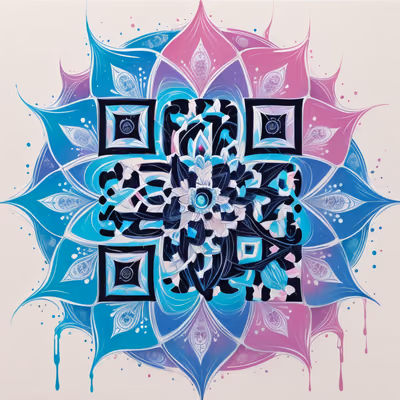 Teal and Pink Petal Mandala QR Code Art — image 1