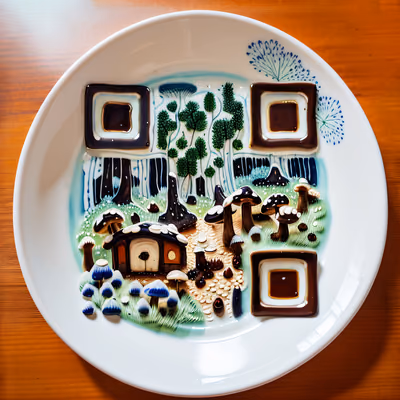 Mushroom Forest Ceramic Plate QR Code Art — image 1