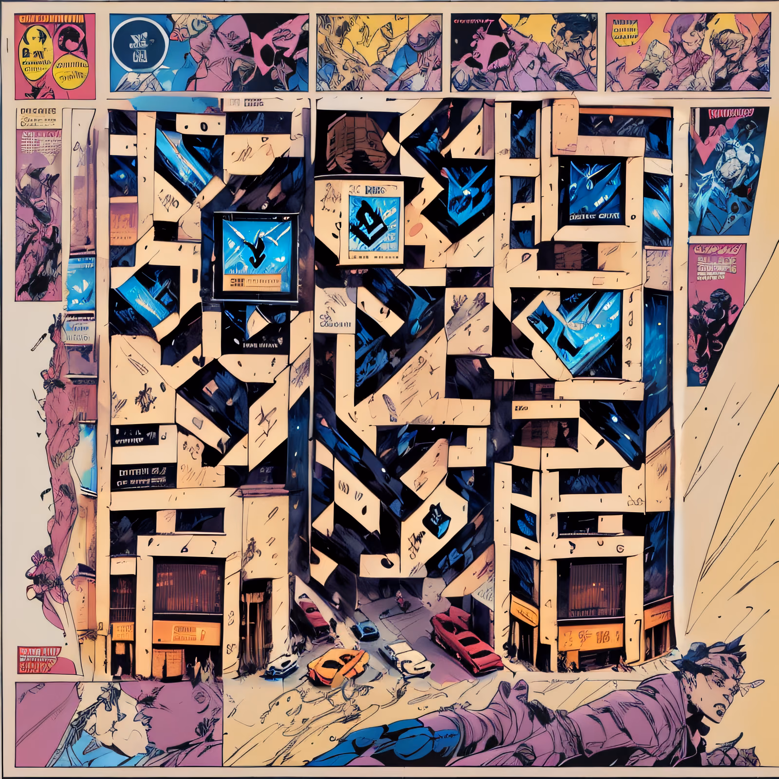 Comic Panel City Street Building QR Code for Posters — image 1