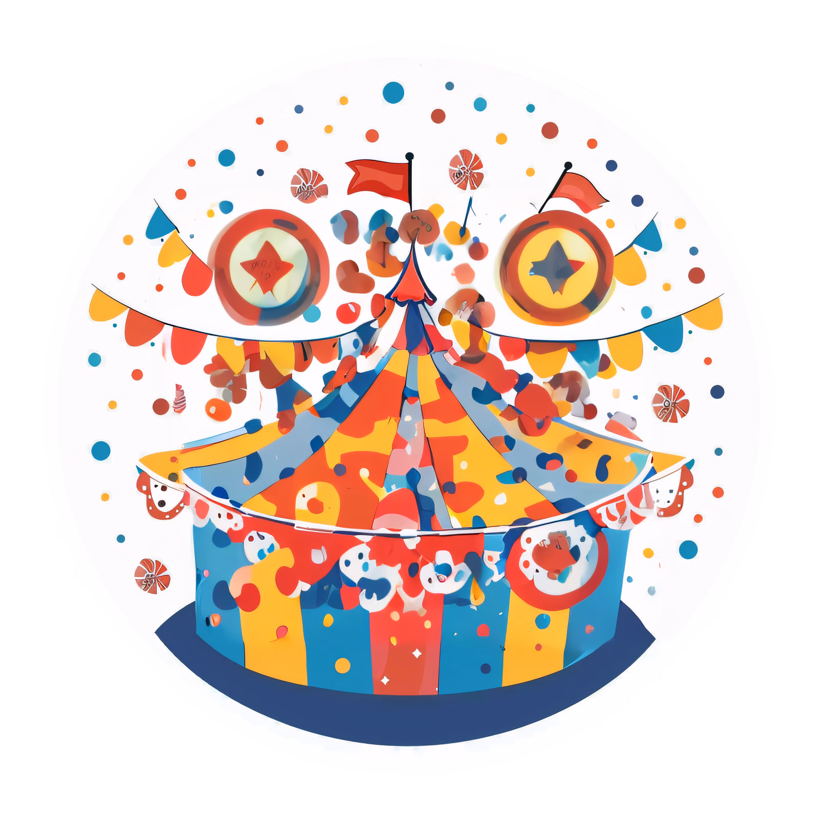 Striped Circus Tent Vector Carnival QR Code for Stickers — image 1