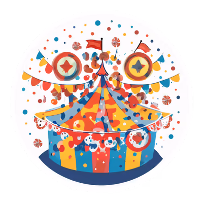 Striped Circus Tent Vector Carnival QR Code for Stickers — image 1