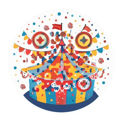 Striped Circus Tent Vector Carnival QR Code for Stickers