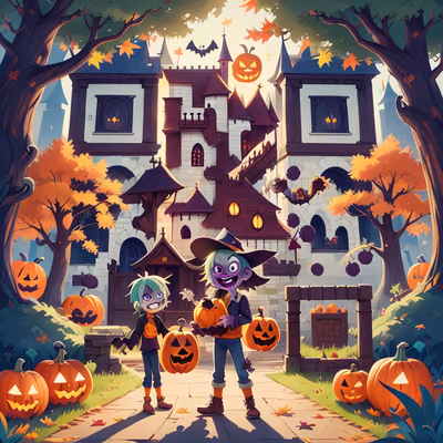 Zombie Halloween Castle Game Art QR Code for Posters — image 1
