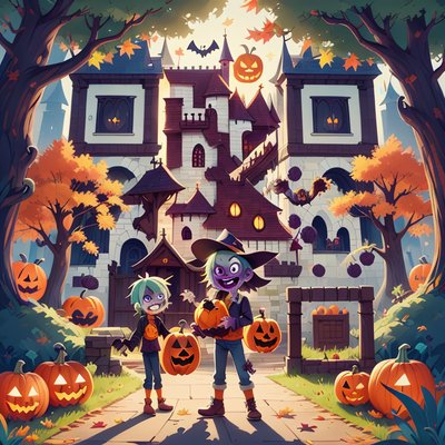 Zombie Halloween Castle Game Art QR Code for Posters