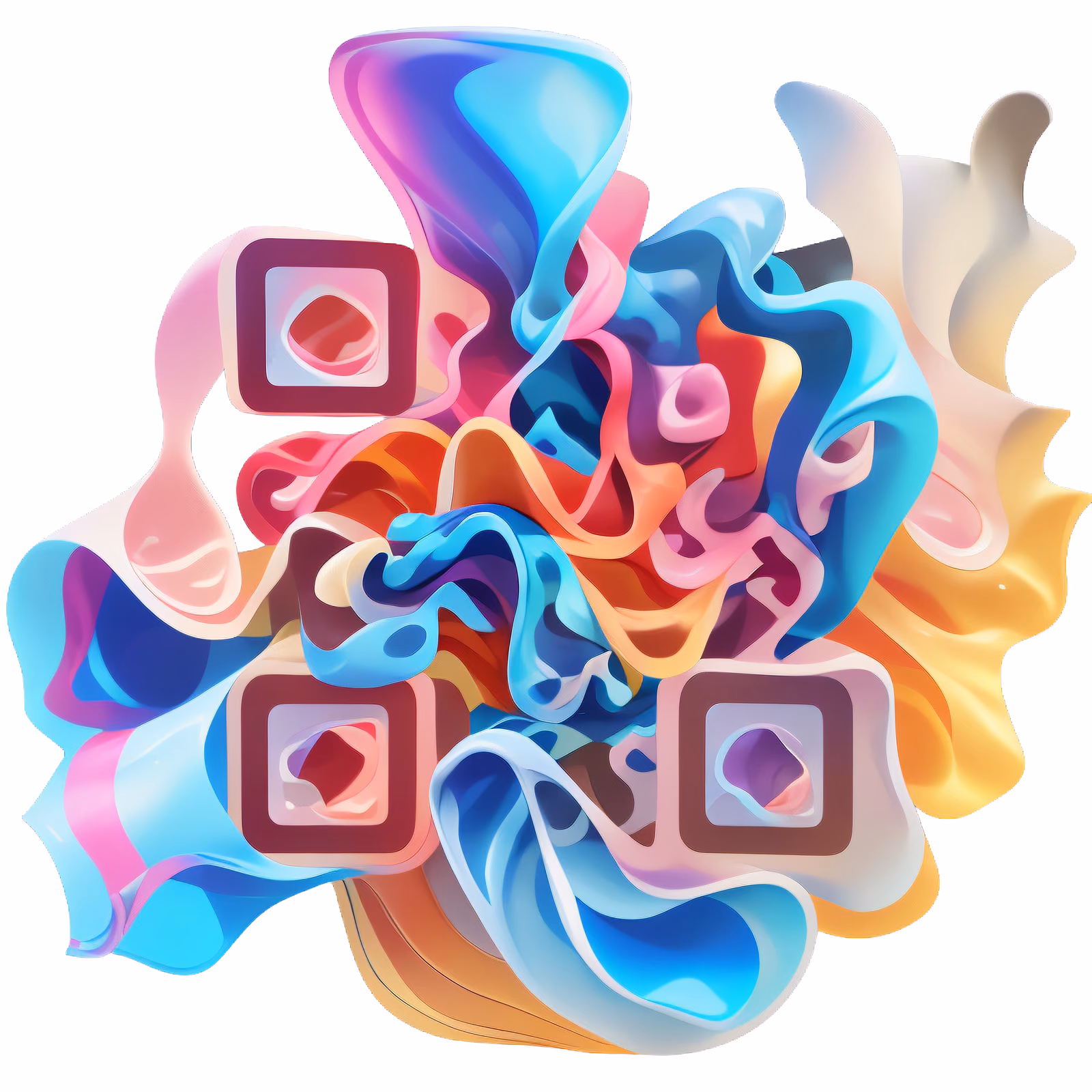 Flowing Wave Ribbon Abstract QR Code for Stickers — image 1