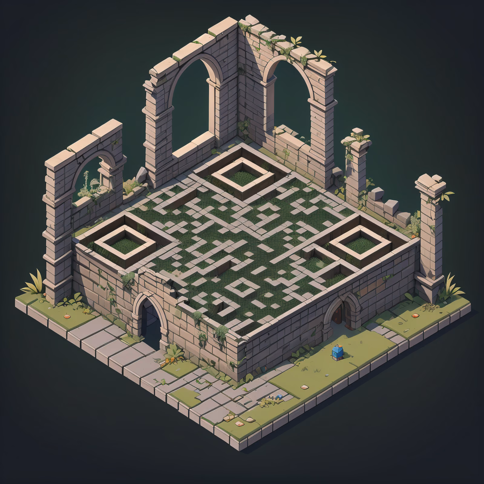 Isometric Ivy Ruins Game Art QR Code for Posters — image 1