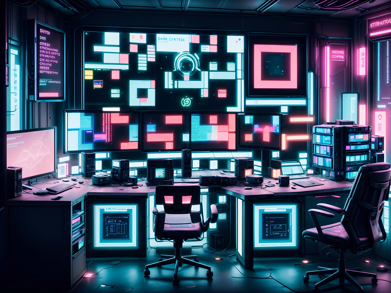 Cyberpunk Monitor Room Neon QR Code for Posters — image 1
