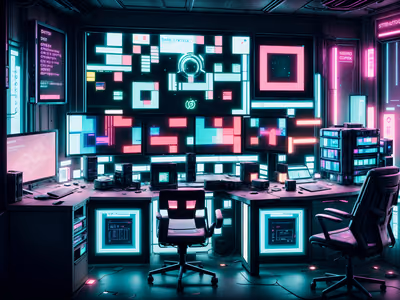 Cyberpunk Monitor Room Neon QR Code for Posters — image 1