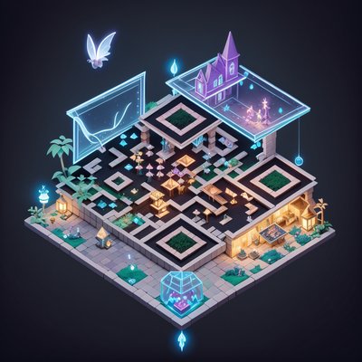 Fae Marketplace Isometric Diorama QR Code for Posters