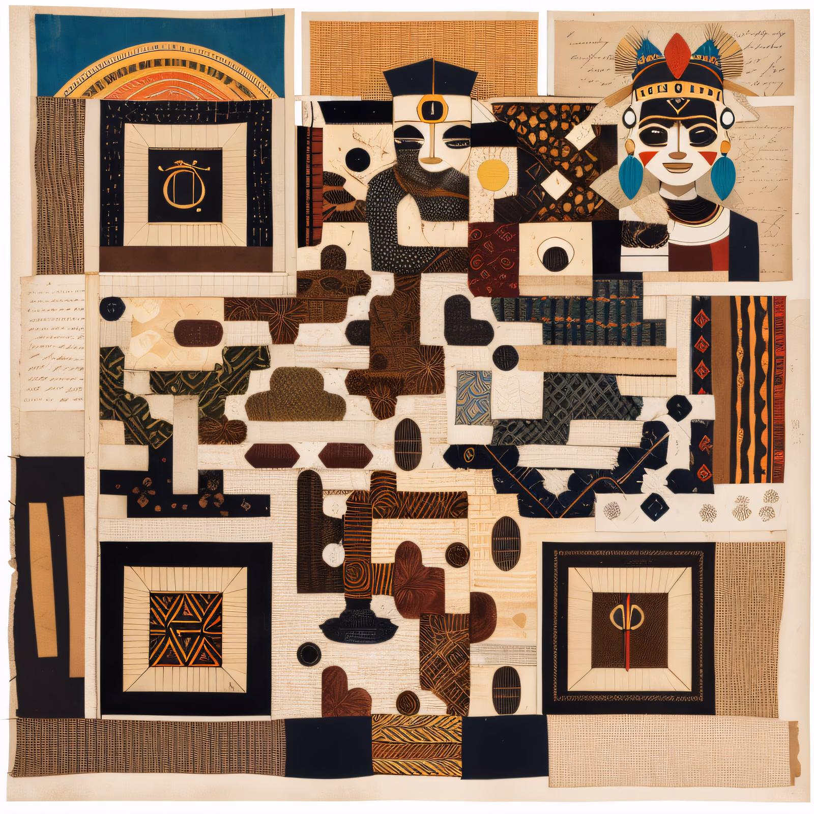 African Textile Mask Collage QR Code Art — image 1