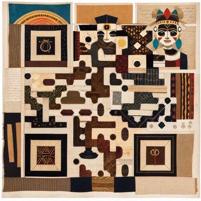 African Textile Mask Collage QR Code Art