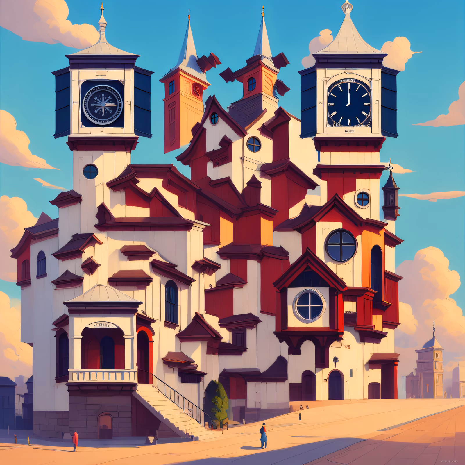 Clock Tower Buildings Vector QR Code Art — image 1