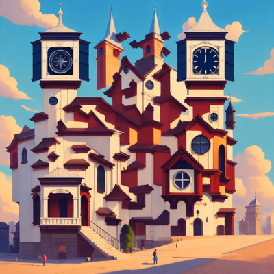 Clock Tower Buildings Vector QR Code Art — image 1