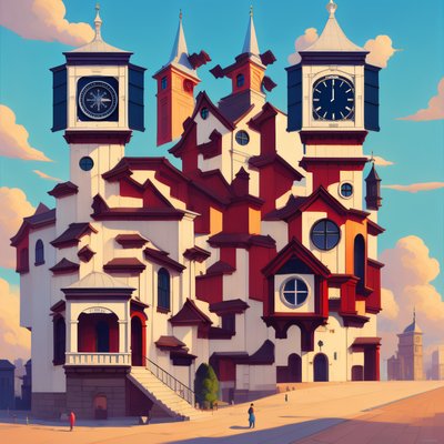 Clock Tower Buildings Vector QR Code Art
