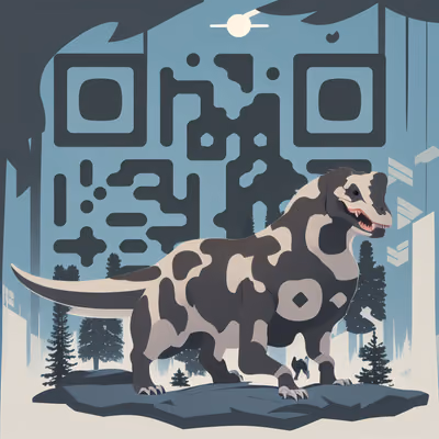 Tyrannosaurus Rex Flat Vector QR Code for Posters — image 1