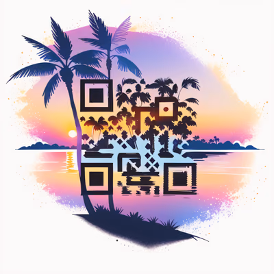 Закат с пальмами в стиле тату: QR-код для временных тату — изображение 1