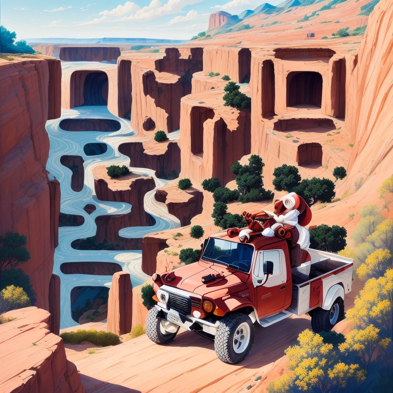 红色皮卡峡谷数字绘画二维码艺术 — 图片 1