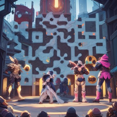 RPG Heroes on City Stage QR Code for Posters