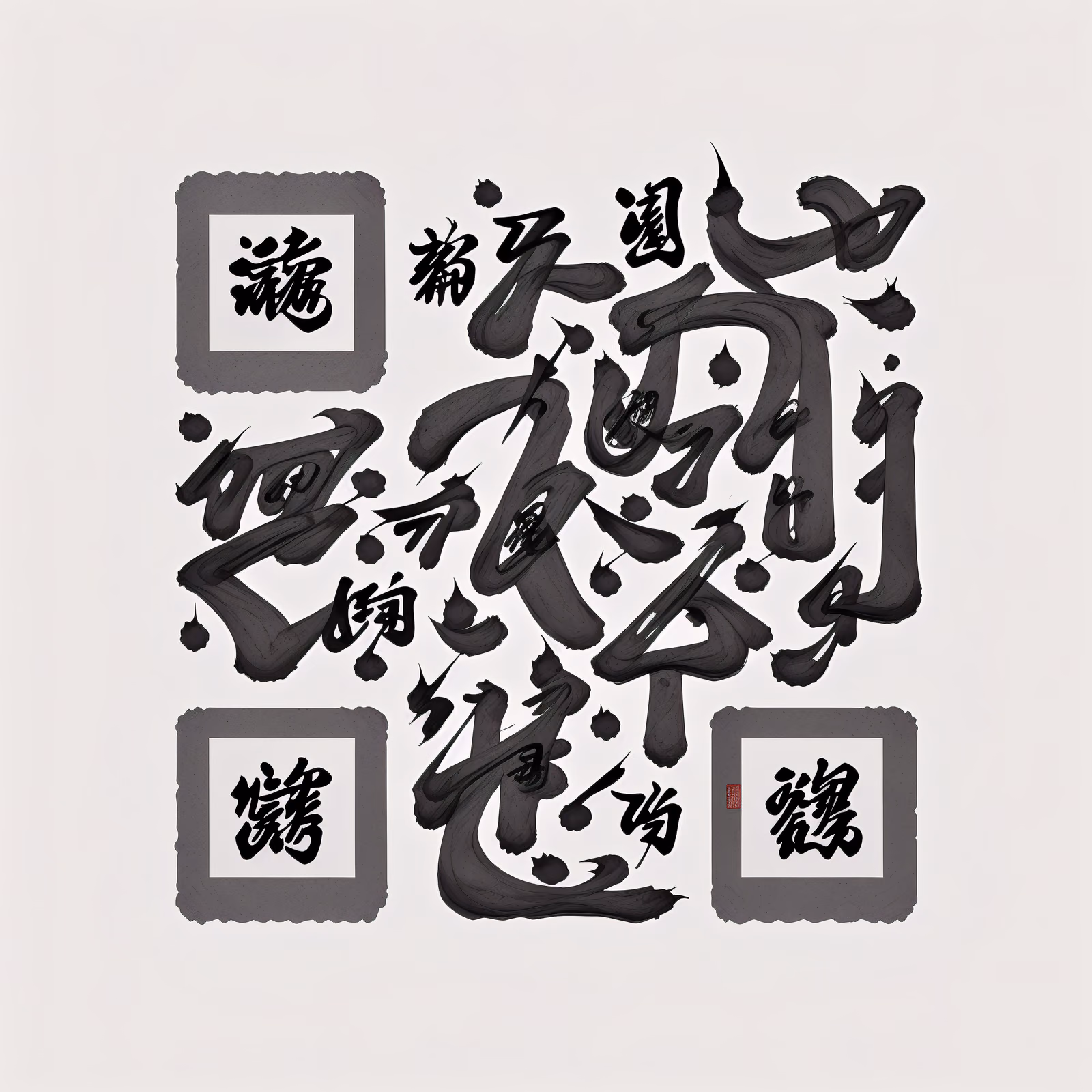 Brush Ink Calligraphy QR Code Art — image 1