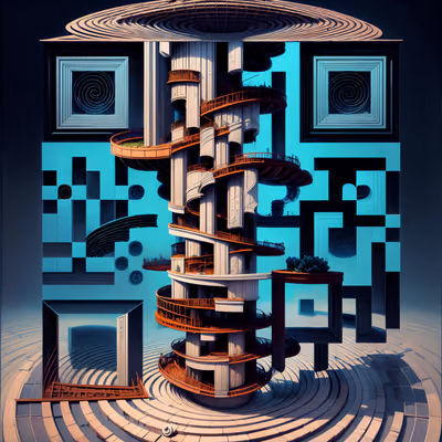 Скрученная спиральная башня: сюрреалистичный QR-код — изображение 1