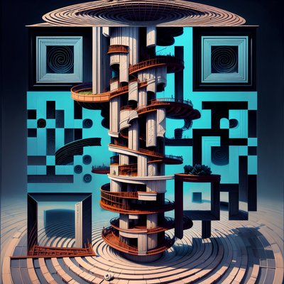 Twisted Spiral Tower Surreal QR Code for Posters