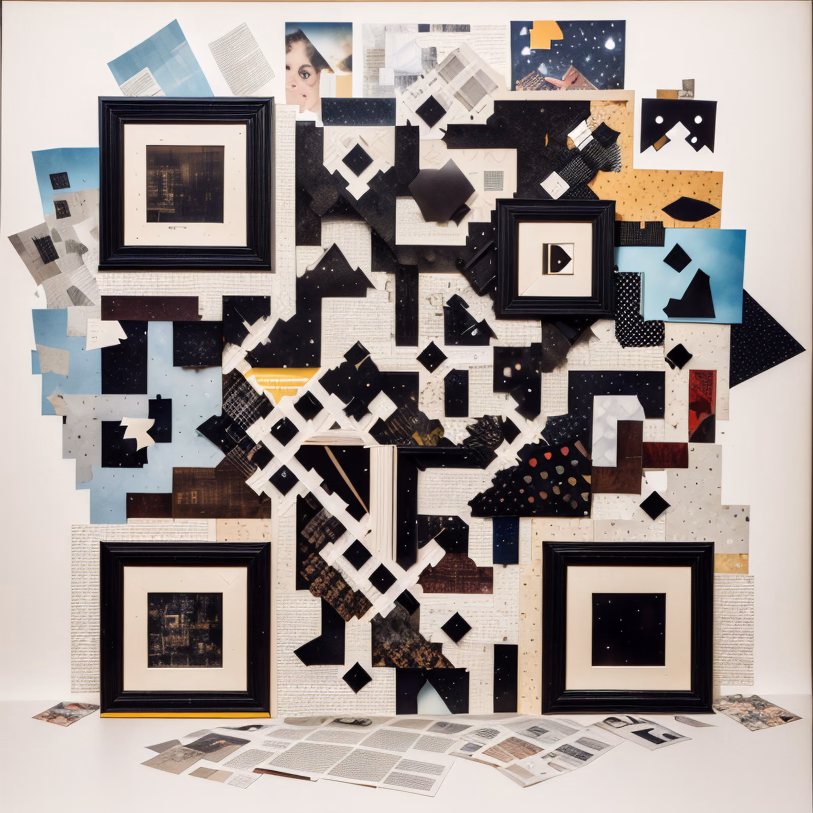 Dada Newspaper Paper Collage QR Code Art — image 1