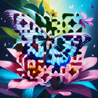 Butterfly on Pink Flowers Painting QR Code Art — image 1