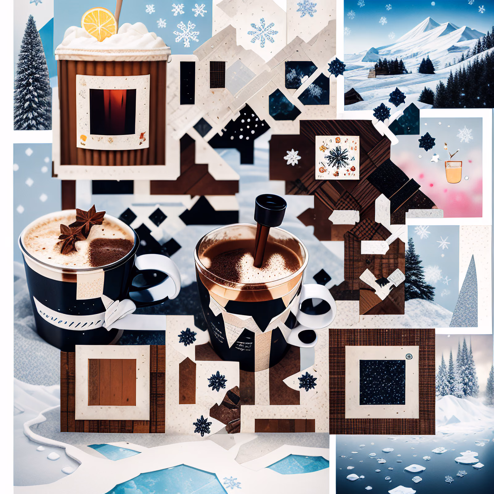 QR-код для плакатов: коллаж с кружками какао зимой — изображение 1