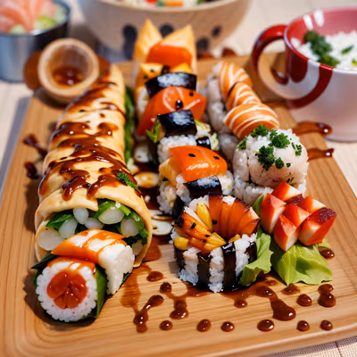 Sushi Rolls Platter Photorealistic QR Code for Menus — image 1