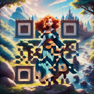 Red Haired Archer Princess Fantasy QR Code for Posters
