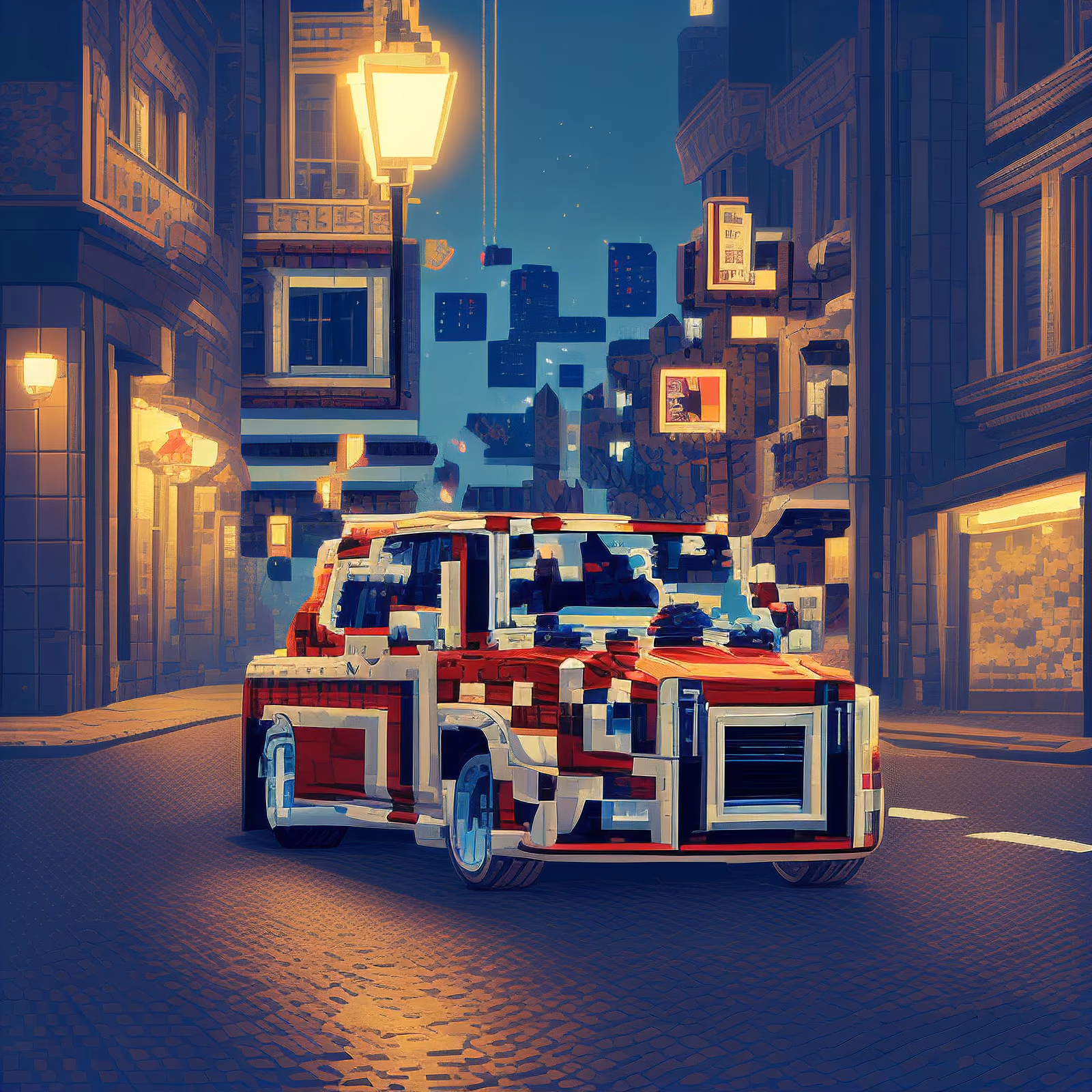 Pixel Red Car Night Street QR Code for Posters — image 1