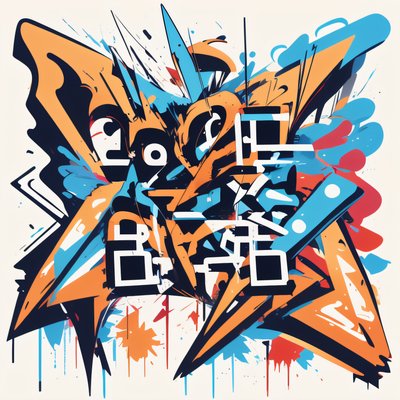 Graffiti Lettering Splatter QR Code for Apparel