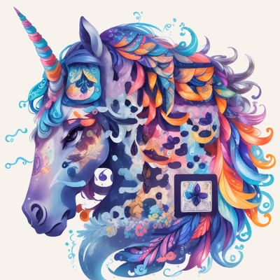 Абстрактная голова единорога в векторе: QR-код для наклеек — изображение 1