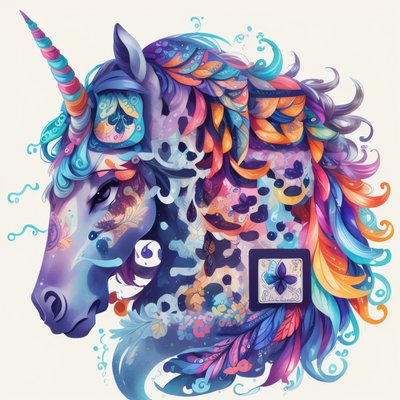 Abstract Unicorn Head Vector QR Code for Stickers